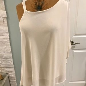 Dressy cold shoulder ivory top